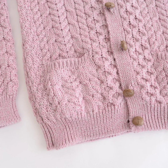 Ireland  Seye 100% Wool Ribbed Lilac Button Down Cardigan XS - Picture 9 of 14